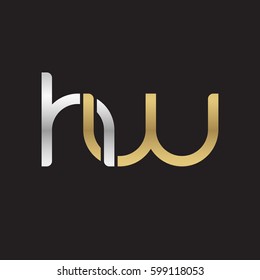Initial letters hw, round linked overlapping chain shape lowercase logo modern design silver gold