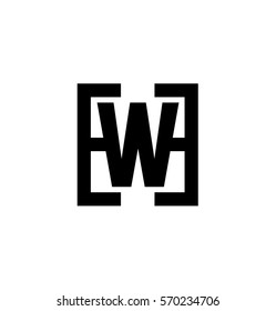 Initial Letters HW WH Black Linked Overlap Logo With Letter P in the Middle of Letter S Icon Which Square Shape