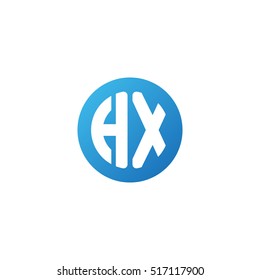 Initial letters HX circle shape blue simple logo