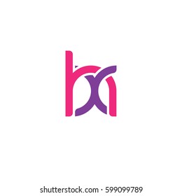 Initial letters hx, round linked overlapping chain shape lowercase logo modern design pink purple