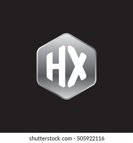Initial letters HX rounded hexagon shape silver modern logo