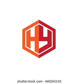 Initial letters HY hexagon shape logo red orange