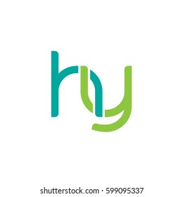 Initial letters hy, round linked overlapping chain shape lowercase logo modern design modern green