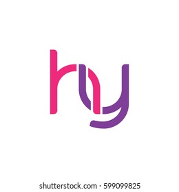 Initial letters hy, round linked overlapping chain shape lowercase logo modern design pink purple