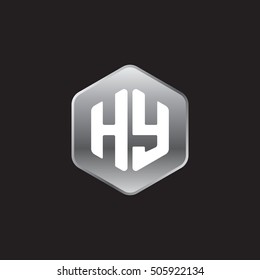 Initial letters HY rounded hexagon shape silver modern logo