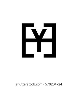 Initial Letters HY YH Black Linked Overlap Logo With Letter Y in the Middle of Letter S Icon Which Square Shape