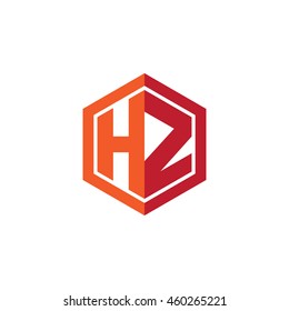 Initial letters HZ hexagon shape logo red orange