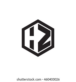 Initial letters HZ negative space hexagon shape monogram logo