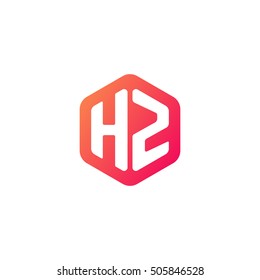 Initial letters HZ rounded hexagon shape red orange simple modern logo