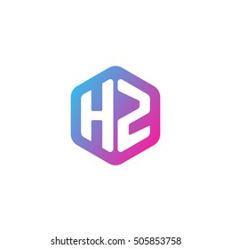 Initial letters HZ rounded hexagon shape blue pink purple simple modern logo