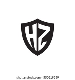 Initial letters HZ shield shape black monogram logo