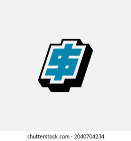 Initial letters I, S, IS or SI overlapping, interlocked monogram logo, blue and black color on white background