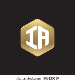 Initial letters IA rounded hexagon shape gold modern logo