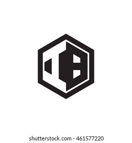 Initial letters IB negative space hexagon shape monogram logo
