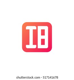 Initial letters IB rounded square shape red orange simple logo