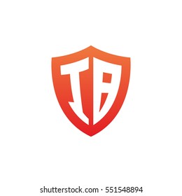 Initial letters IB shield shape red simple logo