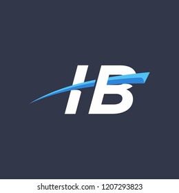 Initial letters IB vector illustrations designs with overlapping swoosh for company logo on black dark blue background.