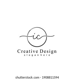 Initial letters IC, calligraphy handwritten logo. Handwritten alphabet in the logo template. Letters and Alphabet for your logo design.
