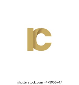 Initial letters IC overlapping fold logo brown gold