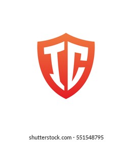 Initial letters IC shield shape red simple logo