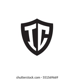 Initial letters IC shield shape black monogram logo