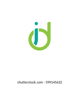 Initial letters id, di, round linked overlapping lowercase logo modern design modern green