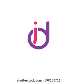 Initial letters id, di, round linked overlapping lowercase logo modern design pink purple