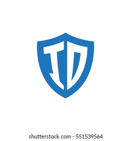 Initial letters ID, IO, shield shape blue simple logo