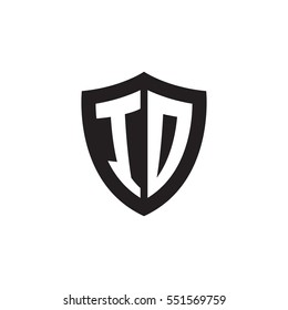 Initial letters ID, IO, shield shape black monogram logo