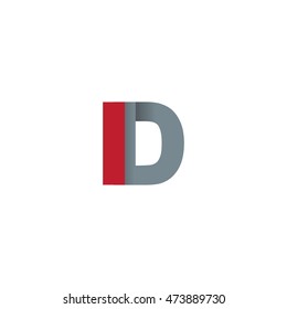 Initial letters ID overlapping fold logo red gray