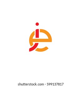 Initial letters ie, ei, round linked overlapping lowercase logo modern design red orange