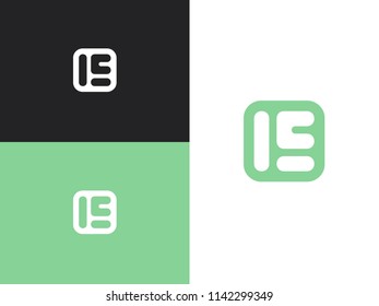 Initial letters I,E and L,C in square rounded shape. Logo icon design template elements. Monogram. Linear logo. Simple vector sign illustration in a modern style.