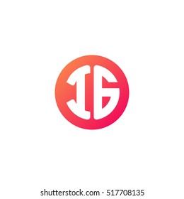Initial letters IG circle shape red orange simple logo