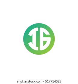 Initial letters IG circle shape green simple logo