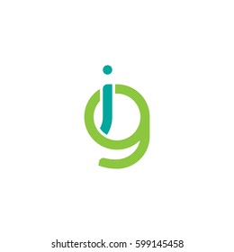 Initial letters ig, gi, round linked overlapping lowercase logo modern design modern green