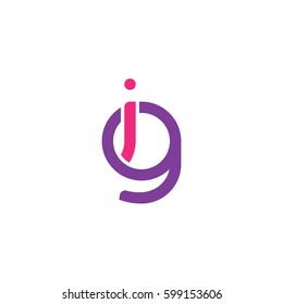 Initial letters ig, gi, round linked overlapping lowercase logo modern design pink purple