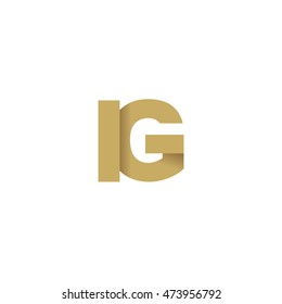 Initial letters IG overlapping fold logo brown gold