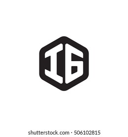 Initial letters IG rounded hexagon shape monogram black simple modern logo