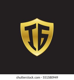 Initial letters IG shield shape gold logo