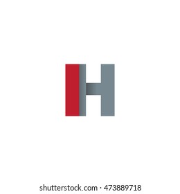 Initial letters IH overlapping fold logo red gray