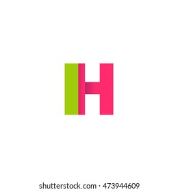 Initial letters IH overlapping fold logo green magenta