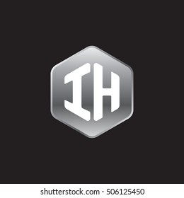 Initial letters IH rounded hexagon shape silver modern logo
