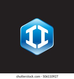 Initial letters II rounded hexagon shape blue modern logo