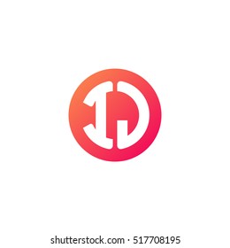 Initial letters IJ circle shape red orange simple logo