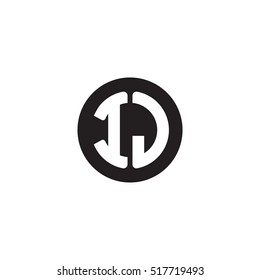 Initial letters IJ circle shape monogram black simple logo