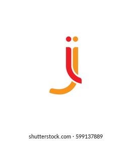 Initial letters ij, ji, round linked overlapping lowercase logo modern design red orange