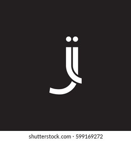 Initial letters ij, ji, round linked overlapping lowercase logo modern design white black background