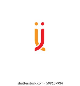 Initial letters ij, jj, round linked overlapping lowercase logo modern design red orange
