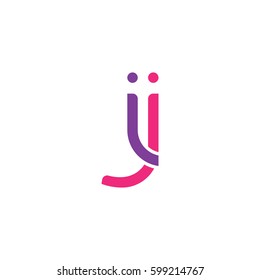 Initial letters ij, round linked overlapping lowercase logo modern design pink purple