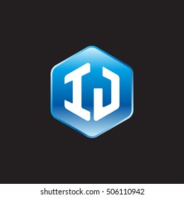 Initial letters IJ rounded hexagon shape blue modern logo